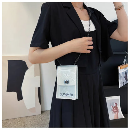 Girls Summer Transparent Mini Flap Bags for Women Shoulder Messenger Bags Lady Lipstick Bag Small Chain Mobile Phone Bag Bolso