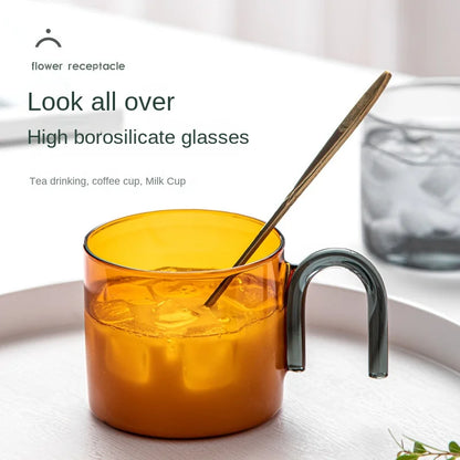 Glass Creative Pouring Mug Heat-resistant Colored Glass Coffee Cup Breakfast Cups Cup for Tea Cute Mugs Free Shipping Glasses
