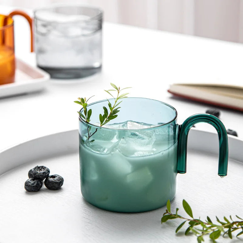 Glass Creative Pouring Mug Heat-resistant Colored Glass Coffee Cup Breakfast Cups Cup for Tea Cute Mugs Free Shipping Glasses
