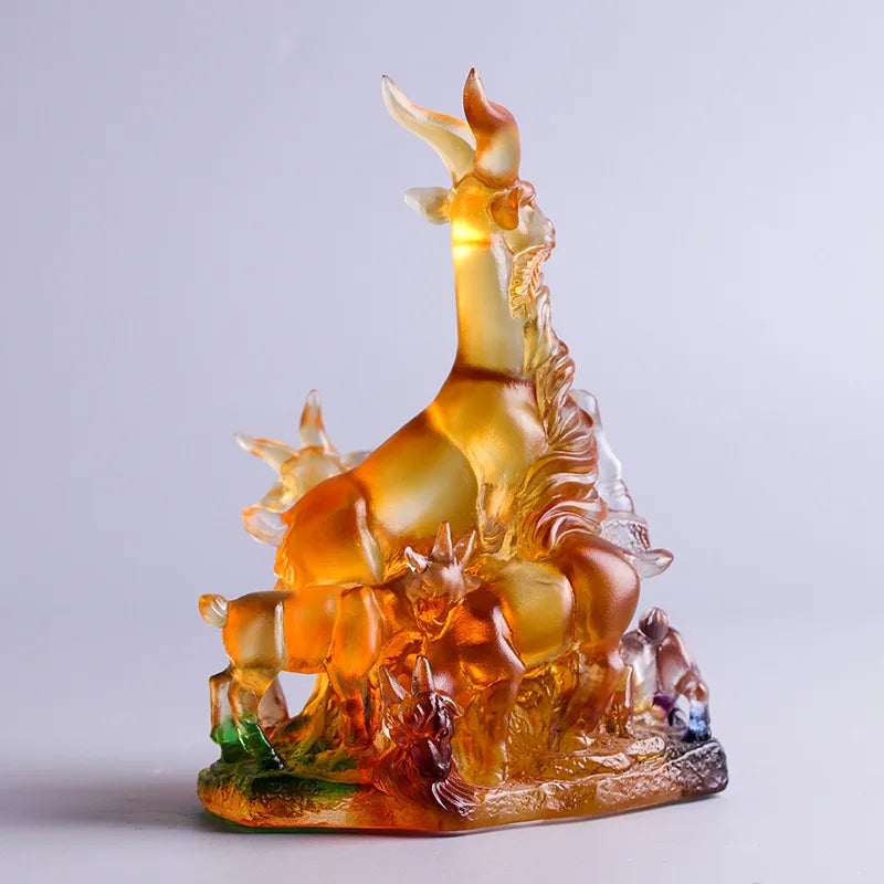 Glass Customization Sheep Ornament Crafts Valley  Five Rams Chinese Zodiac Birthday Present Opening Gift