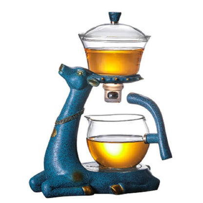Glass Full Automatic Creative Deer Teapot Kungfu  Tea Set Magnetic Water Diversion Tea Infuser Tea Set Accessories