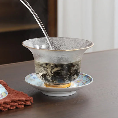 Glass Sancai Gaiwan Color Enamel Chinese Kungfu Tea Tureen Heat-resistant Glass Teacups Elegant Teaware Luxury Tea Bowl Cups