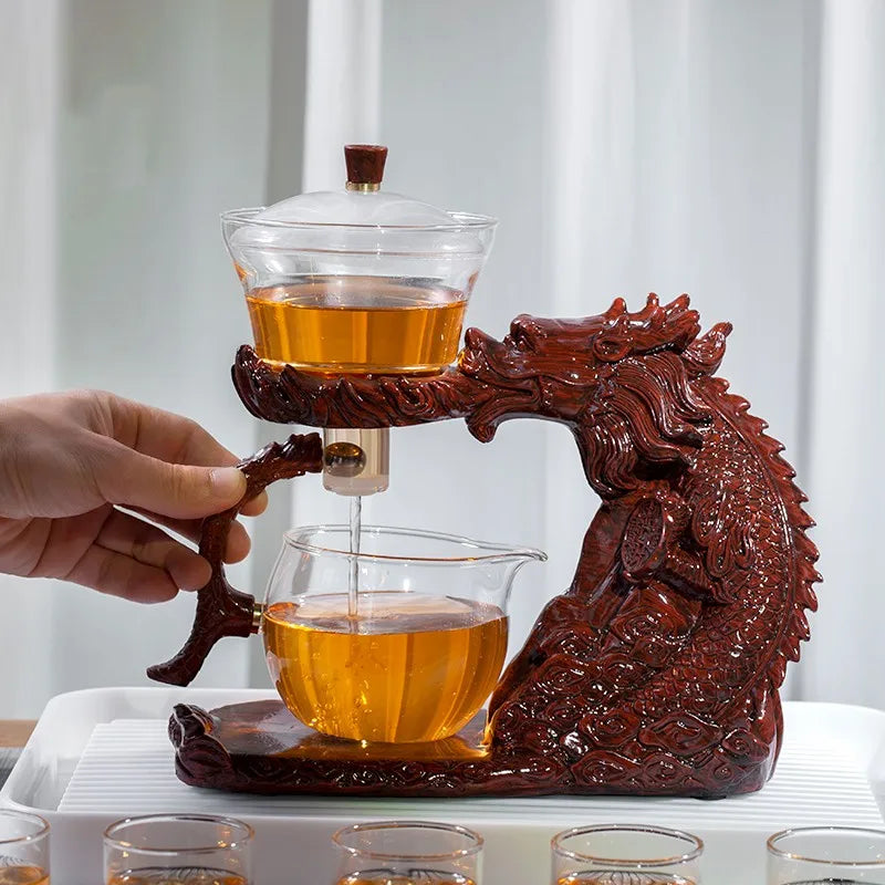 Glass Tea Set Automatic Teapot Tea Infuser Magnetic Water Diversion Heat-resistant Kungfu Tea Drinking Dragon Tea Maker