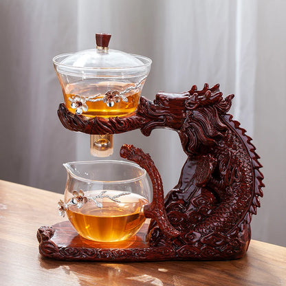 Glass Tea Set Automatic Teapot Tea Infuser Magnetic Water Diversion Heat-resistant Kungfu Tea Drinking Dragon Tea Maker
