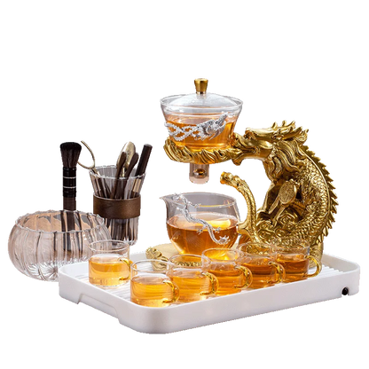 Glass Tea Set Automatic Teapot Tea Infuser Magnetic Water Diversion Heat-resistant Kungfu Tea Drinking Dragon Tea Maker