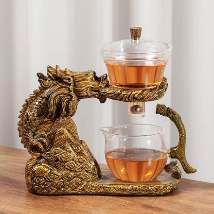 Glass Tea Set Automatic Teapot Tea Infuser Magnetic Water Diversion Heat-resistant Kungfu Tea Drinking Dragon Tea Maker