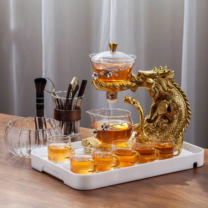 Glass Tea Set Automatic Teapot Tea Infuser Magnetic Water Diversion Heat-resistant Kungfu Tea Drinking Dragon Tea Maker