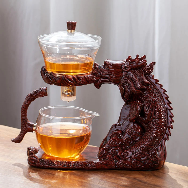 Glass Tea Set Automatic Teapot Tea Infuser Magnetic Water Diversion Heat-resistant Kungfu Tea Drinking Dragon Tea Maker