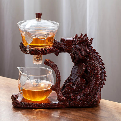 Glass Tea Set Automatic Teapot Tea Infuser Magnetic Water Diversion Heat-resistant Kungfu Tea Drinking Dragon Tea Maker