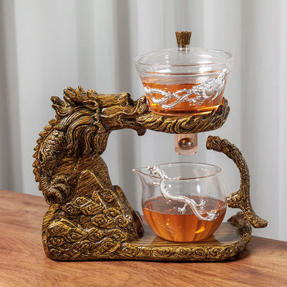 Glass Tea Set Automatic Teapot Tea Infuser Magnetic Water Diversion Heat-resistant Kungfu Tea Drinking Dragon Tea Maker