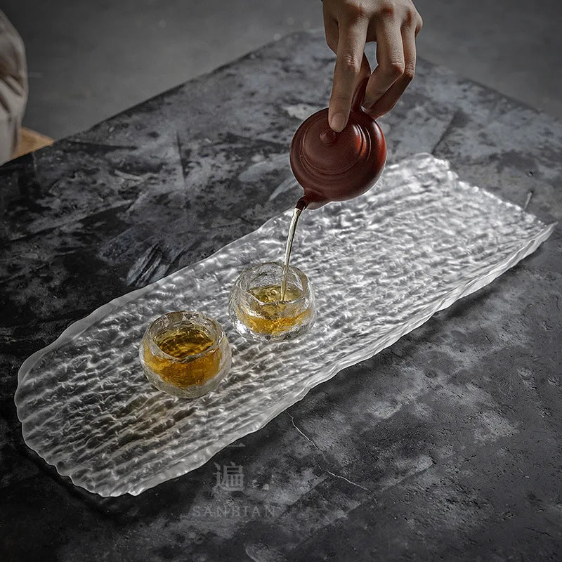 Glass Tea Tray Small Simple Home Small Tea Table Simple Kung Fu Tea Set Japanese Tea Ceremony Glass Tea Table Tray