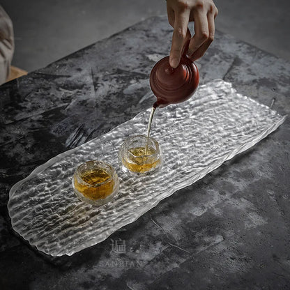 Glass Tea Tray Small Simple Home Small Tea Table Simple Kung Fu Tea Set Japanese Tea Ceremony Glass Tea Table Tray
