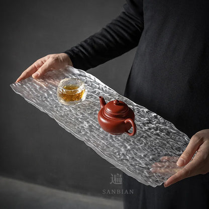 Glass Tea Tray Small Simple Home Small Tea Table Simple Kung Fu Tea Set Japanese Tea Ceremony Glass Tea Table Tray