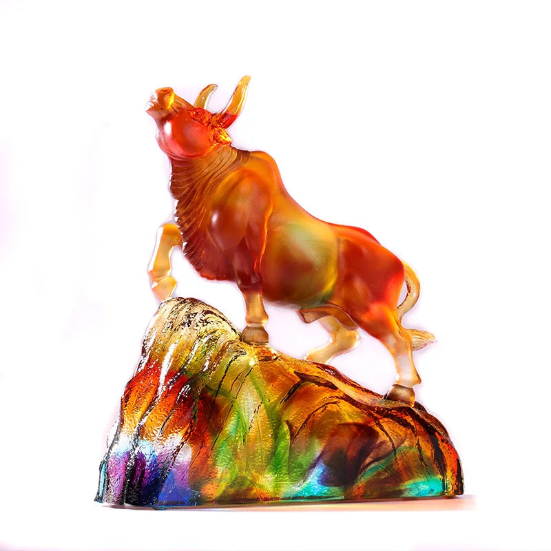 Glass bull ornament Chinese Zodiac souvenir gift decoration Bullish