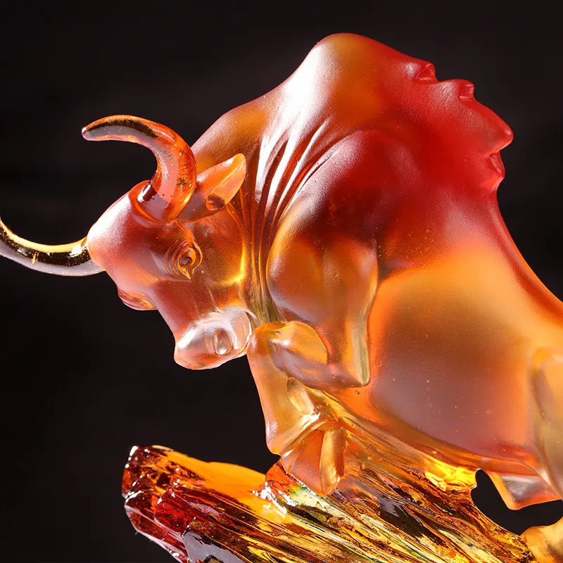 Glass bull ornament Chinese Zodiac souvenir gift decoration Bullish