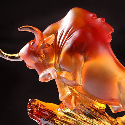 Glass bull ornament Chinese Zodiac souvenir gift decoration Bullish
