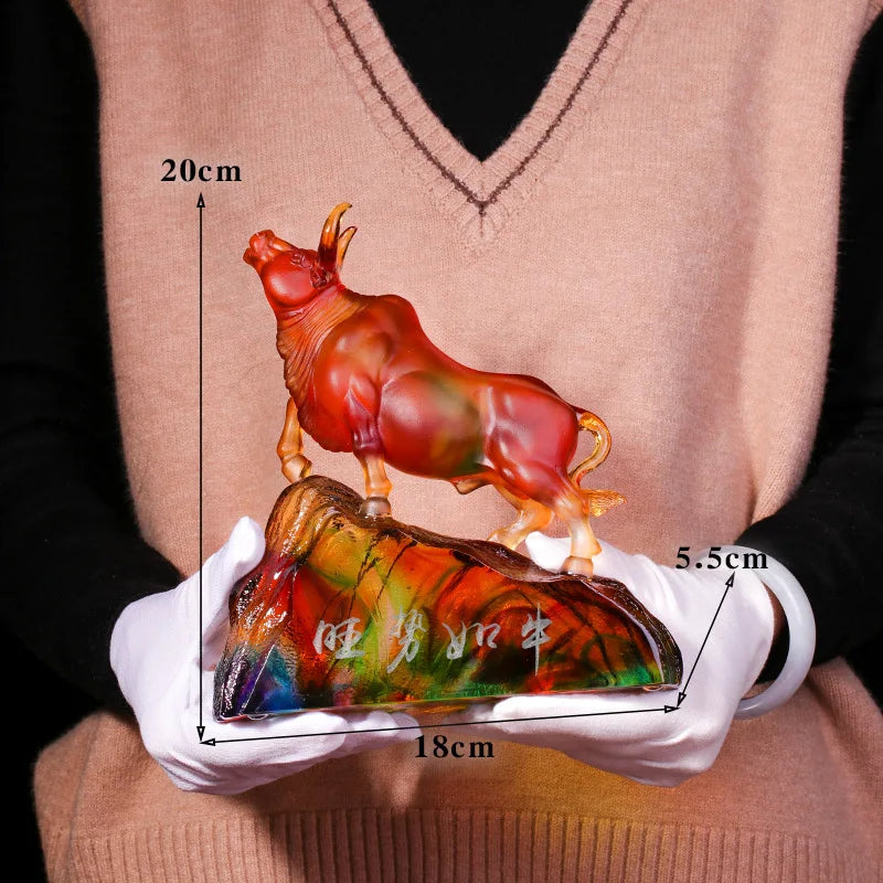 Glass bull ornament Chinese Zodiac souvenir gift decoration Bullish