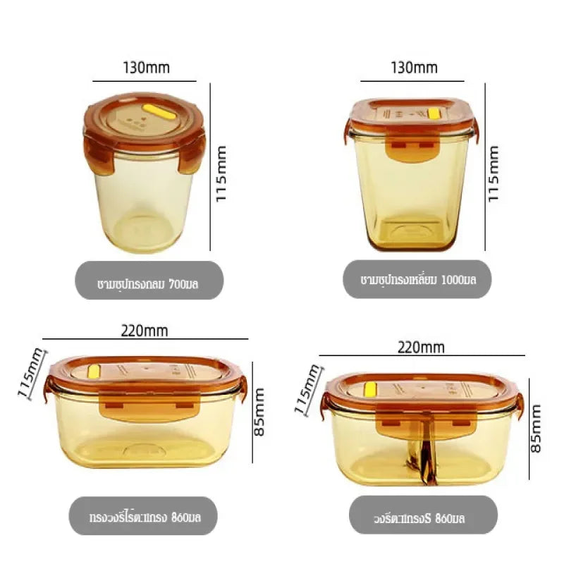 Glass lunch box on the microwave can be heated special soup bowl sealed fresh fruit box with lid lunch box