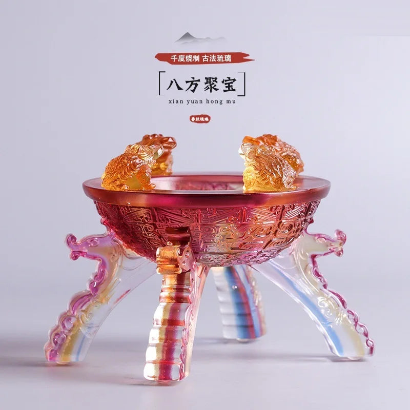 Glazed Golden Toad Treasure Bowl Bafang Jubao Decoration Shop Decoration New Store Opening Gift