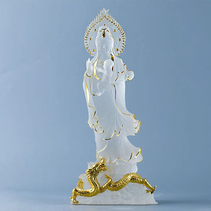 Glazed Guanyin Sending Son Bodhisattva Ornament Buddha Statue Home Offering Crafts
