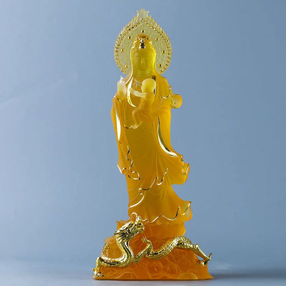 Glazed Guanyin Sending Son Bodhisattva Ornament Buddha Statue Home Offering Crafts