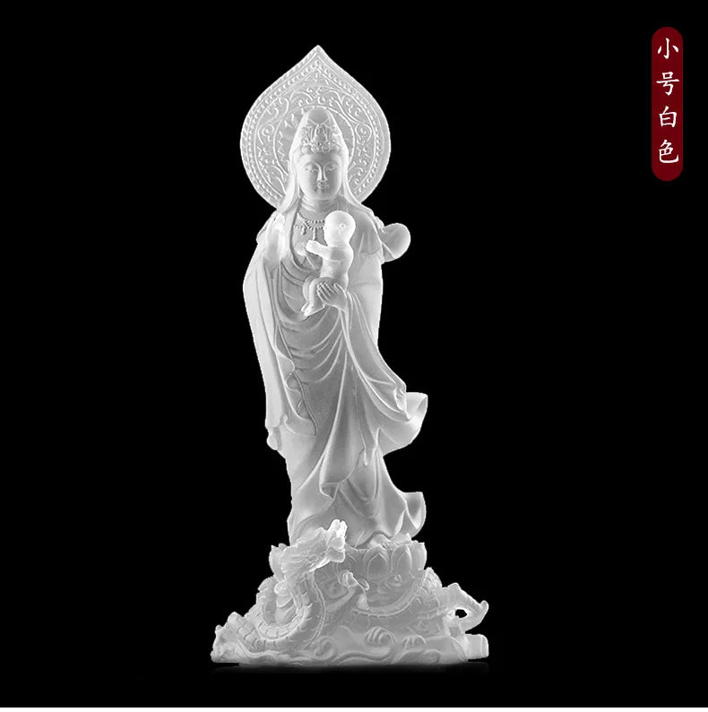 Glazed Guanyin Sending Son Bodhisattva Ornament Buddha Statue Home Offering Crafts