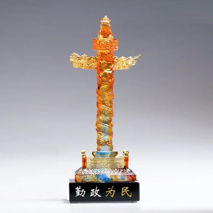 Glazed Souvenirs Chinese Style Business Gift Crystal Huabiao Ornamental Column Crafts Ornament Decoration Marble Pillar