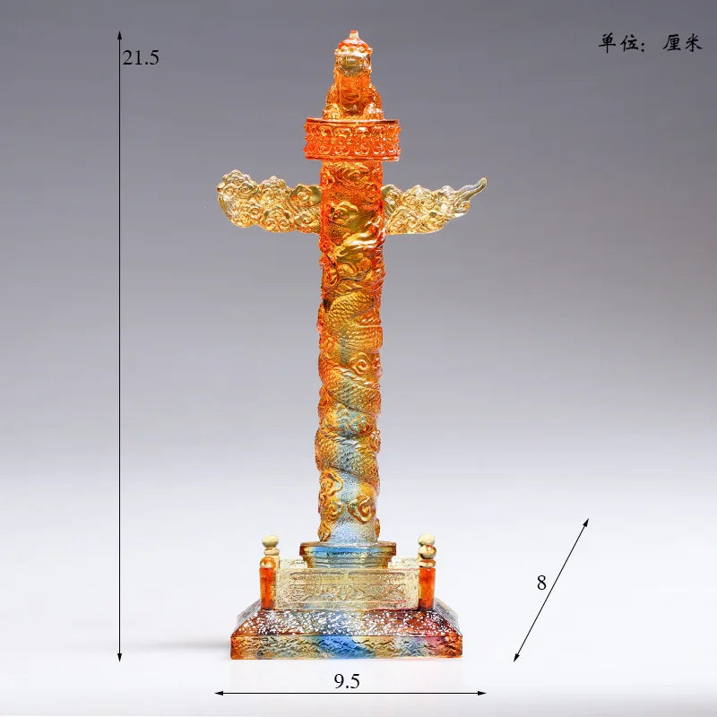 Glazed Souvenirs Chinese Style Business Gift Crystal Huabiao Ornamental Column Crafts Ornament Decoration Marble Pillar