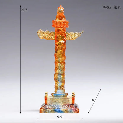 Glazed Souvenirs Chinese Style Business Gift Crystal Huabiao Ornamental Column Crafts Ornament Decoration Marble Pillar