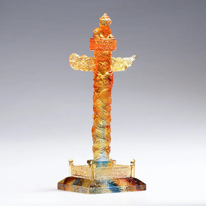 Glazed Souvenirs Chinese Style Business Gift Crystal Huabiao Ornamental Column Crafts Ornament Decoration Marble Pillar