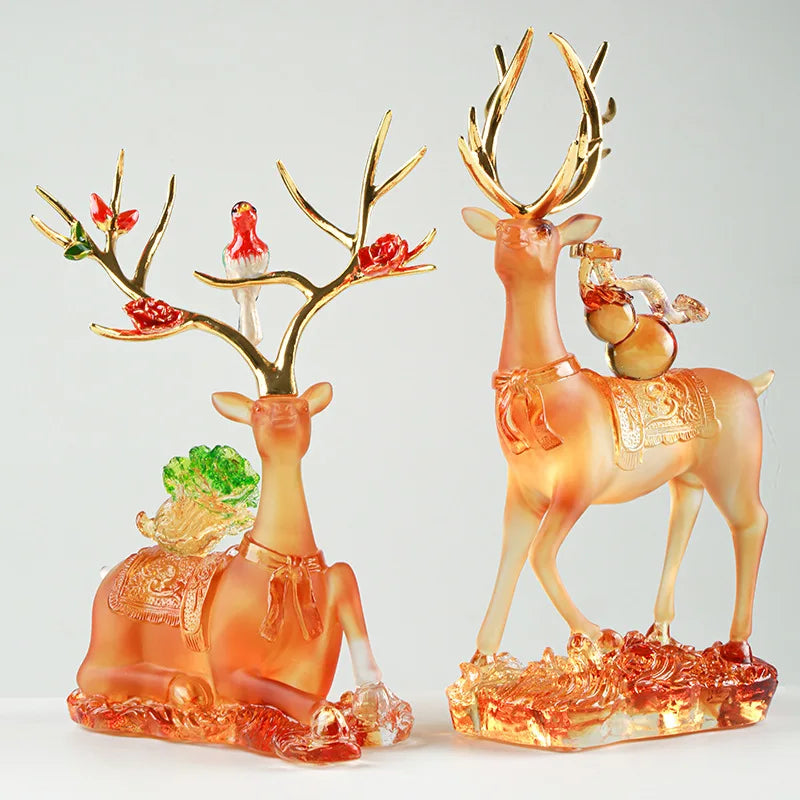Glazed glaze sika deer Decoration Recruit Wealth Treasure Artwork decoration Decorative Crafts  gift