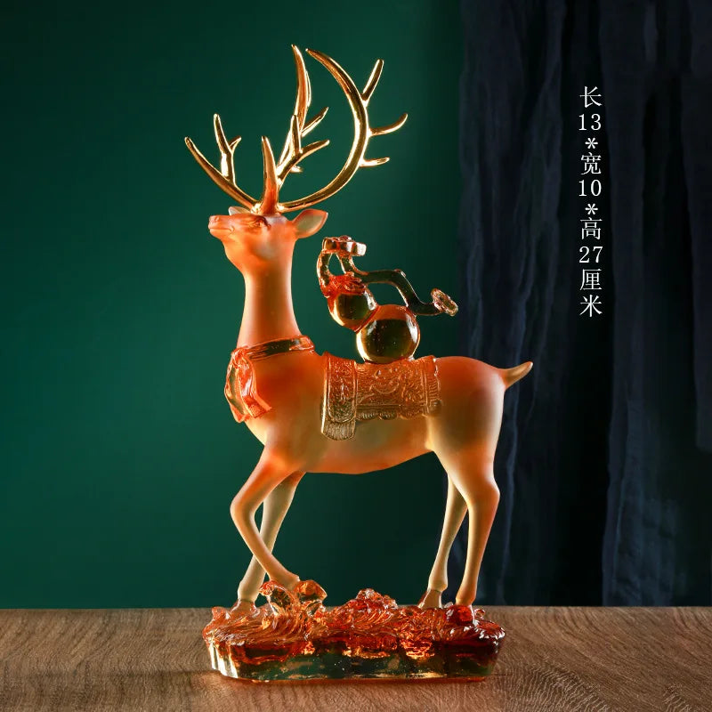 Glazed glaze sika deer Decoration Recruit Wealth Treasure Artwork decoration Decorative Crafts  gift