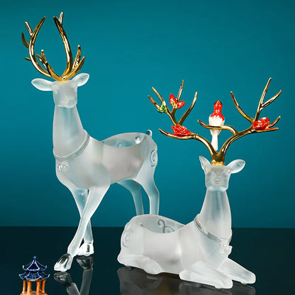 Glazed glaze sika deer Decoration Recruit Wealth Treasure Artwork decoration Decorative Crafts  gift
