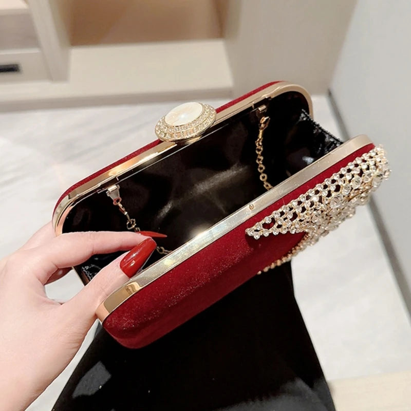 Glitter Clutch Purse Women Evening Handbag Small Phone Wallet Purse Shoulder Bag with Detachable Chain for Prom Wedding