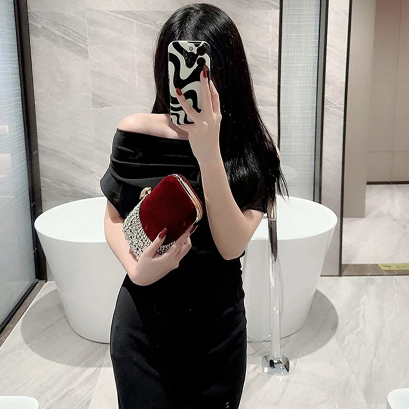 Glitter Clutch Purse Women Evening Handbag Small Phone Wallet Purse Shoulder Bag with Detachable Chain for Prom Wedding