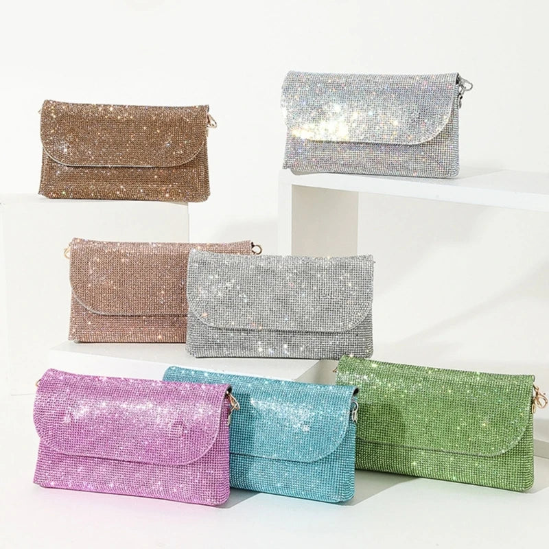 Glitter Evening Bag for Women Wedding Clutch Purse Chain Shoulder Bag Small Party Handbag Crossbody Bag