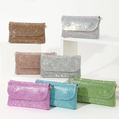 Glitter Evening Bag for Women Wedding Clutch Purse Chain Shoulder Bag Small Party Handbag Crossbody Bag