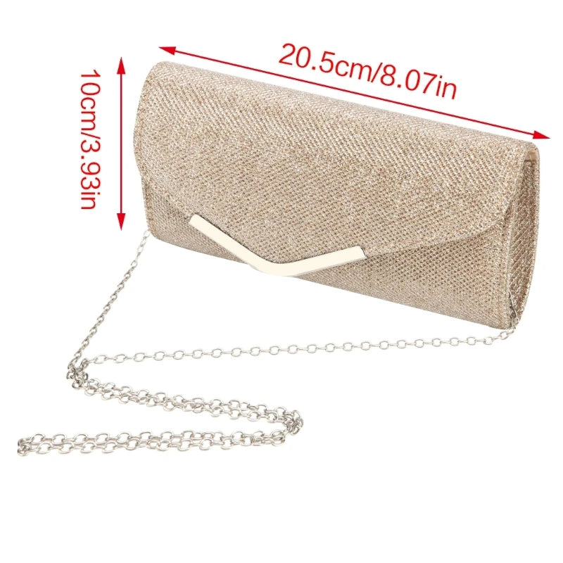 Glitter Small Clutch Bag Women Evening Handbag Small Phone Wallet Purse Shoulder Bag with Detachable Chain for Wedding