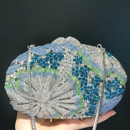 Glittering Crystal Luxury Evening Purse For Women New Designer Party Wedding Boutique Diamond Metallic Clutch Bags High Quality