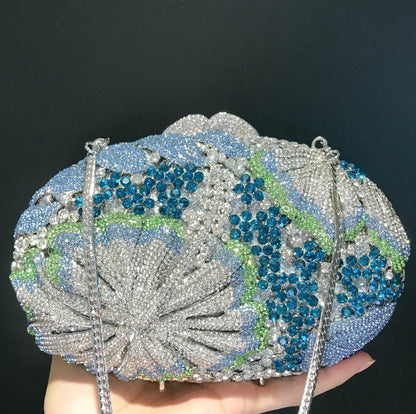 Glittering Crystal Luxury Evening Purse For Women New Designer Party Wedding Boutique Diamond Metallic Clutch Bags High Quality