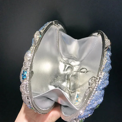 Glittering Crystal Luxury Evening Purse For Women New Designer Party Wedding Boutique Diamond Metallic Clutch Bags High Quality