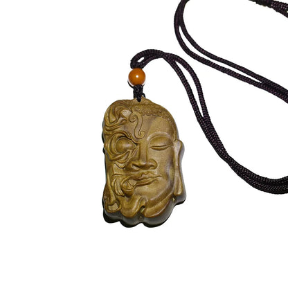 God and Demon Wood Carving Craft Solid Wood Men Necklace Pendant Exorcism Devil and Buddha Ornaments