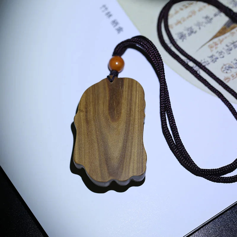 God and Demon Wood Carving Craft Solid Wood Men Necklace Pendant Exorcism Devil and Buddha Ornaments