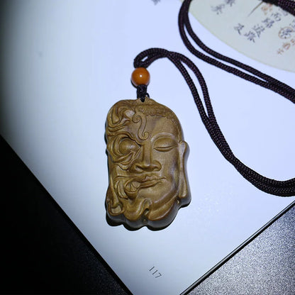 God and Demon Wood Carving Craft Solid Wood Men Necklace Pendant Exorcism Devil and Buddha Ornaments