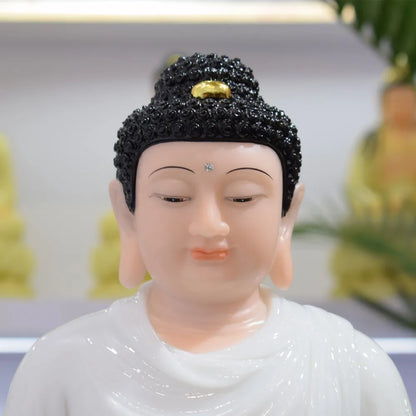 God- high-grade Home Hall efficacious Talisman Mascot Buddhist Sakyamuni Buddha white jade gilding Sculpture statue 32CM