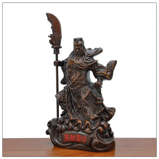 God of War Guan Yu Resin Crafts Guan Gong Statue Sculpture God of Wealth Buddha Images Desk Living Room Office Home Decor Gift