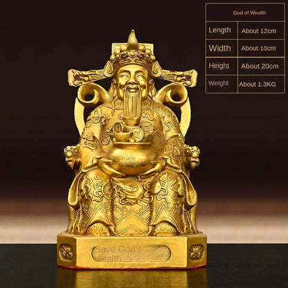 God of Wealth Decoration All Copper God of Wealth Decoration Home Study Office Desktop Decoration Bronze Statue