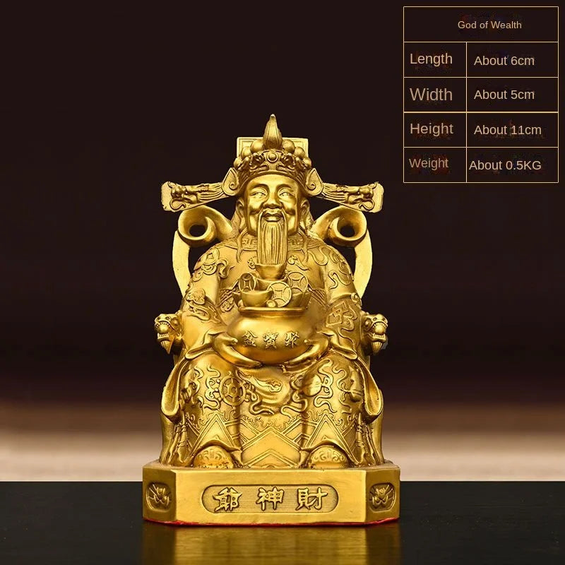 God of Wealth Decoration All Copper God of Wealth Decoration Home Study Office Desktop Decoration Bronze Statue