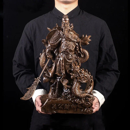 God of Wealth Guan Gong Riding a Dragon Statue  Modern resin artwork  God of War Guan Yu Home decoration lucky big statue