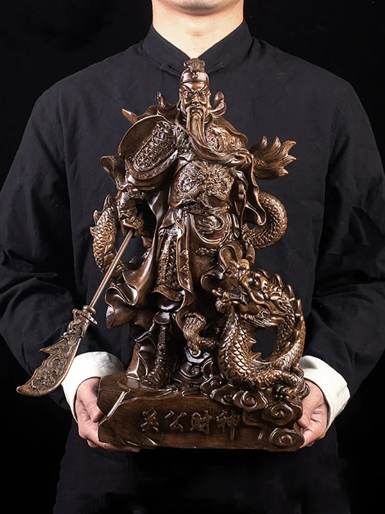 God of Wealth Guan Gong Riding a Dragon Statue  Modern resin artwork  God of War Guan Yu Home decoration lucky big statue